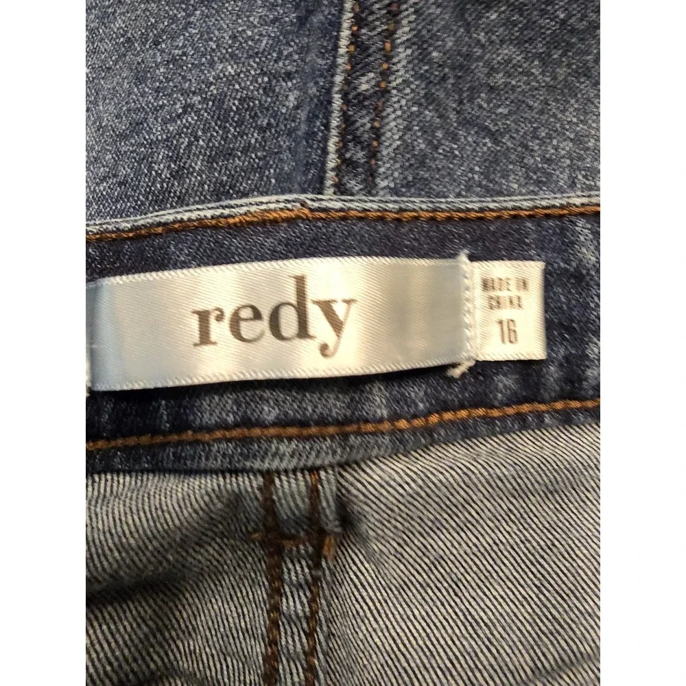 Redy Womens High Rise‎ Distressed Denim Shorts Medium Wash Blue Size 16 Raw Hem